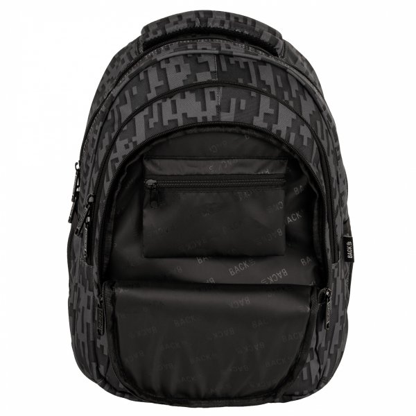 CZARNY PLECAK MŁODZIEŻOWY BACKUP SZKOLNY DERFORM 4 komorowy MODNY STEEL