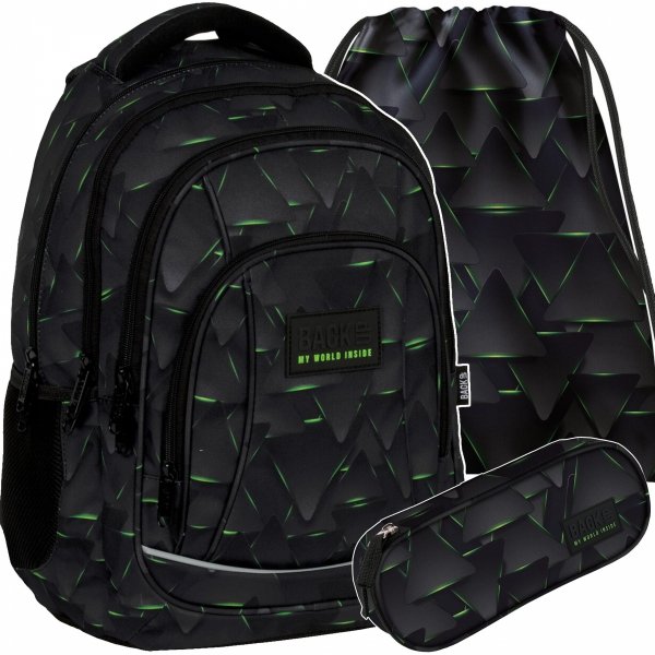 BACKUP PLECAK SZKOLNY MŁODZIEŻOWY ZESTAW 3 ele DLA CHŁOPAKA CYBER