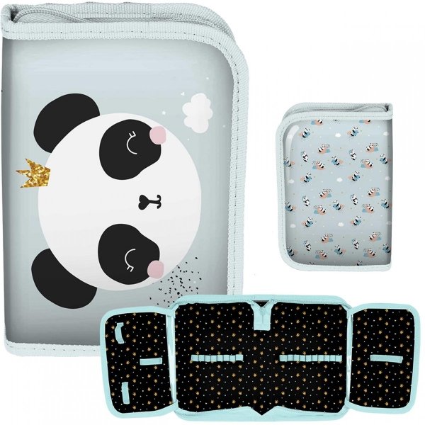 Piórnik Panda Szkolny Otwierany z Misiem Dziewczęcy [PP23PQ-P001BW]