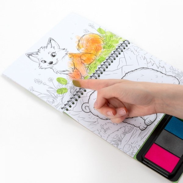 KOLOROWE ODCISKI KREATYWNE ZOO ZWIERZAKI KOLOROWANIE PALCAMI KIDEA