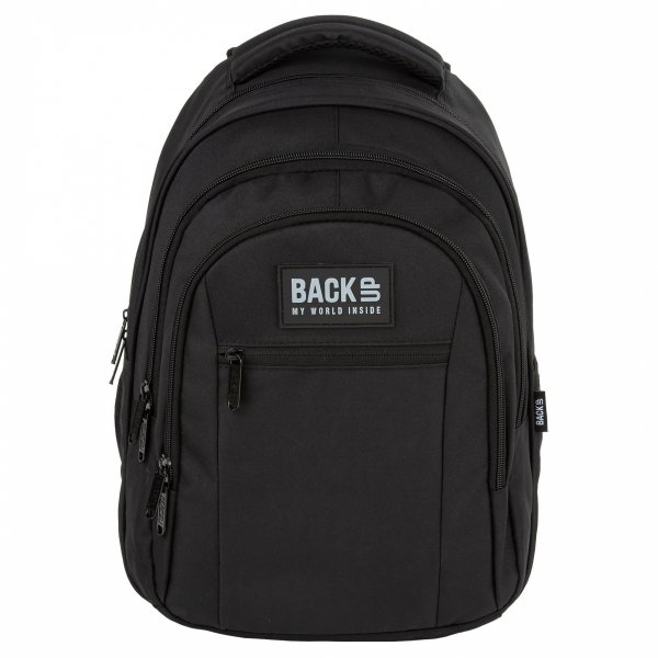 CZARNY PLECAK MŁODZIEŻOWY BACKUP SZKOLNY DERFORM 4 komorowy KOMPLET 5ele.