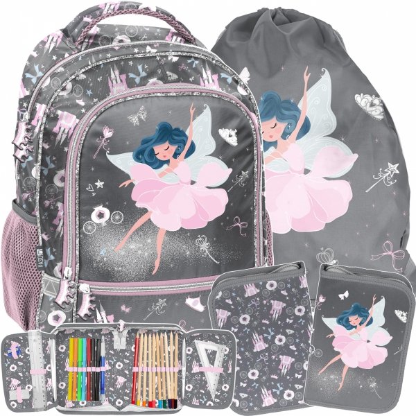 PLECAK SZKOLNY DO PODSTAWÓWKI BALETNICA PASO ZESTAW 3w1 DLA DZIEWCZYNEK