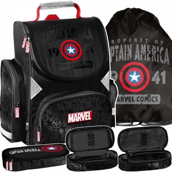 TORNISTER AVENGERS SZKOLNY CHŁOPIĘCY KAPITAN AMERYKA IRONMAN KOMPLET 3ele