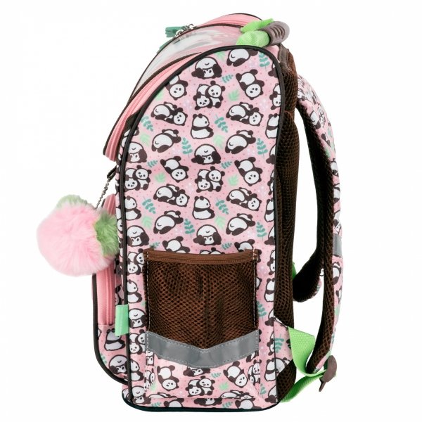 TORNISTER z PANDĄ SZKOLNY ZESTAW 3el DLA DZIEWCZYNY Z MISIEM DO 1 KLASY