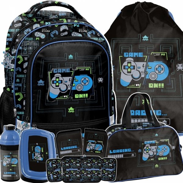 PLECAK GAMEPAD SZKOLNY GRA DO 1 KLASY PODSTAWÓWKI GAMER GAMING ZESTAW 6w1