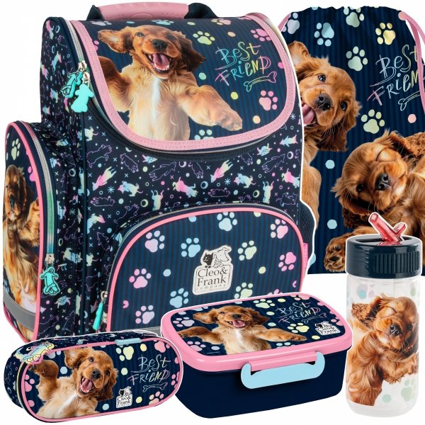 TORNISTER SZKOLNY PIESKI DO 1 KLASY Z PIESKIEM DLA DZIEWCZYNEK KOMPLET 5w1