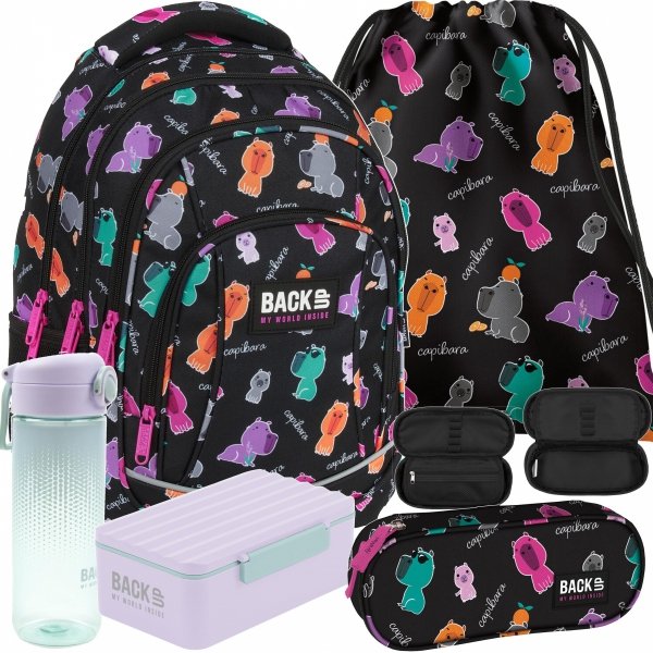 KAPIBARA ZESTAW 5 ele. PLECAK MŁODZIEŻOWY BACKUP NA ZAJECIA SZKOLNE