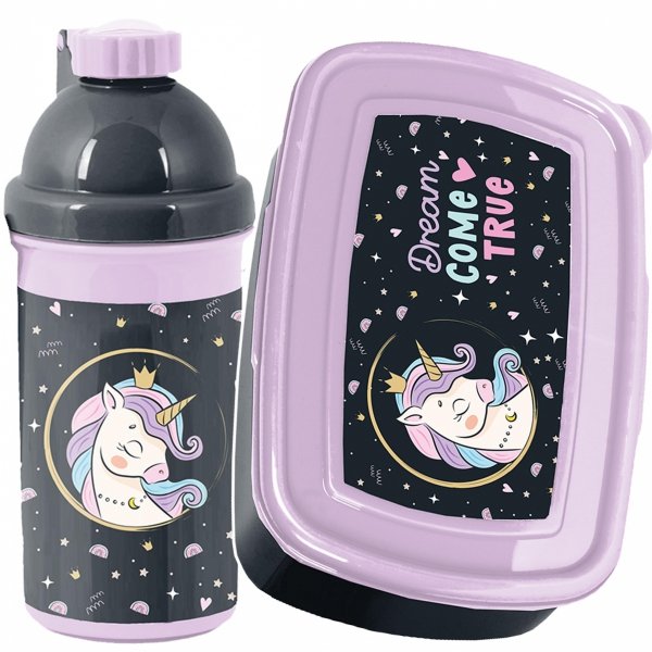 Jednorożec zestaw 2w1 Bidon Śniadaniówka dla Dziewczynek do Szkoły Podstawowej Unicorn