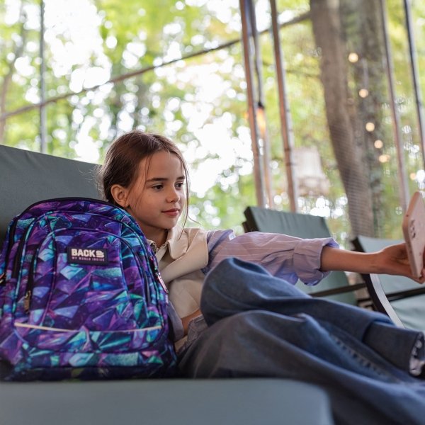 PLECAK BACKUP SZKOLNY MŁODZIEŻOWY DLA DZIEWCZYNY 4 kom. CRYSTAL ZESTAW 3w1