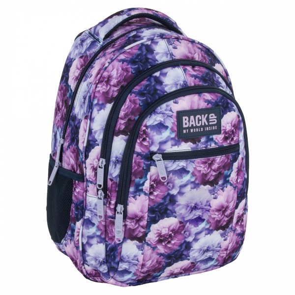 PLECAK MŁODZIEŻOWY BACKUP DLA DZIEWCZYNY SZKOLNY KWIATY KOMPLET 5w1 VIOLET