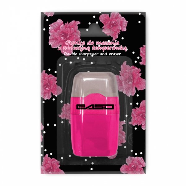 Różowa Podwójna Temperówka z Gumką Paso do Szkoły dla Dziecka