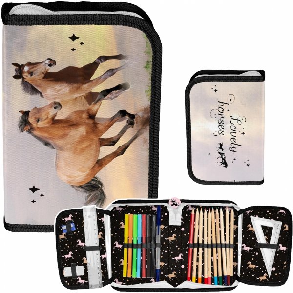 PIÓRNIK Z WYPOSAŻENIEM Z KONIEM SZKOLNY DLA DZIEWCZYNEK KOŃ KONIE HORSE