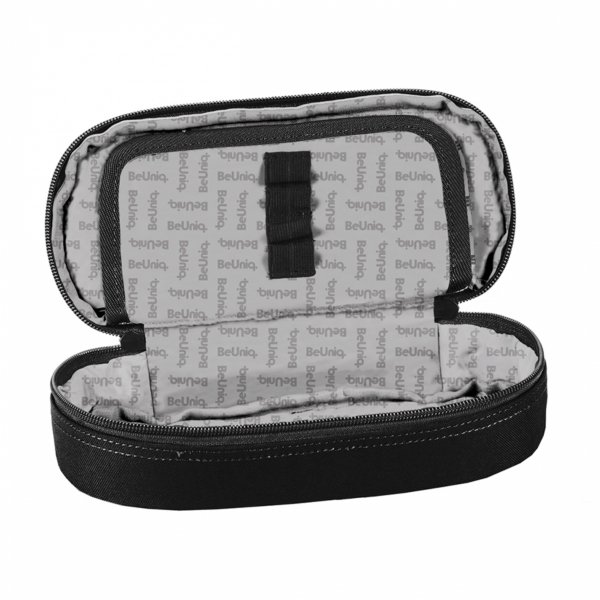 PIÓRNIK CZARNY ETUI SZKOLNY USZTYWNIANY MŁODZIEŻOWY SZACHOWNICA RÓŻOWA