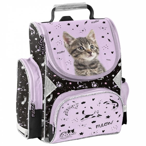 KOT DZIEWCZĘCY TORNISTER SZKOLNY Z KOTKIEM DO 1 KLASY KOTEK DO PODSTAWÓWKI