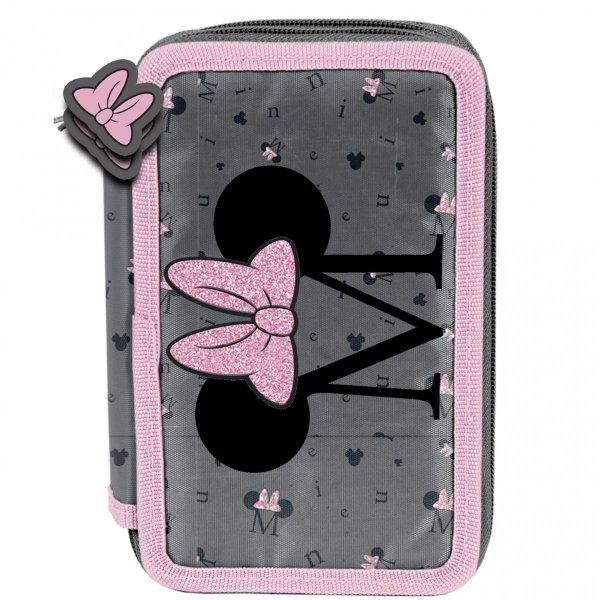 Bogaty Piórnik Myszka Minnie 3-komorowy z Wyposażeniem Szkolny [DM22BB-023]