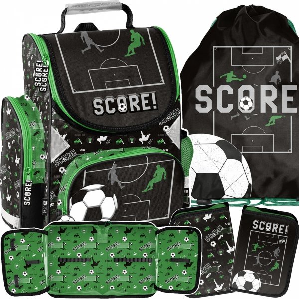 TORNISTER PIŁKARSKI SZKOLNY DLA CHŁOPAKA DO 1 KLASY KOMPLET 3w1 PIŁKA NOŻNA