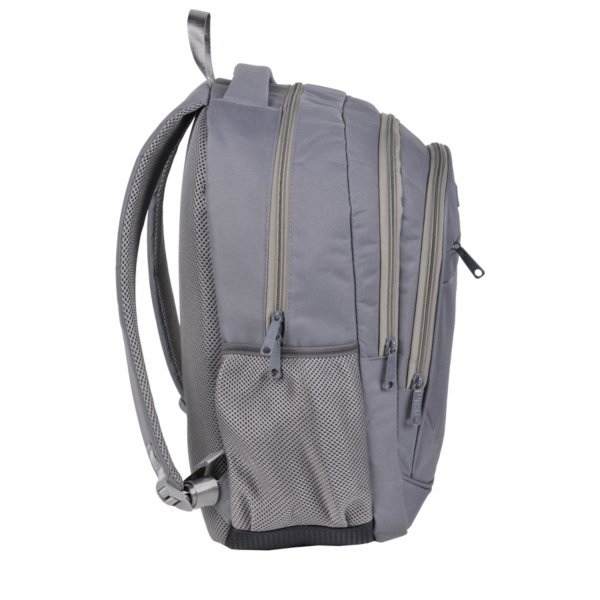 SZARY PLECAK MŁODZIEŻOWY BIZNESOWY NA PODRÓŻ DUŻY WYCIECZKOWY POJEMNY PASO