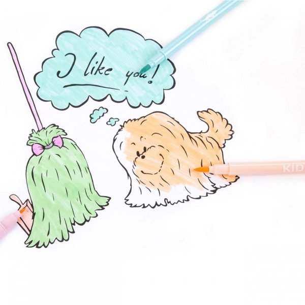 Flamastry Dwustronne Pastelowe 12 kol Kidea Pisaki [FDPBB12KA]