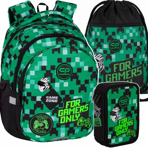 PLECAK COOLPACK CP ZESTAW 3w1 SZKOLNY PIKSELE GAMER GAMING DLA CHŁOPAKA