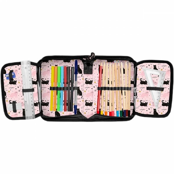 PIÓRNIK Z WYPOSAŻENIEM Z KOTKIEM SZKOLNY DLA DZIEWCZYNEK KOTEK CATS PASO