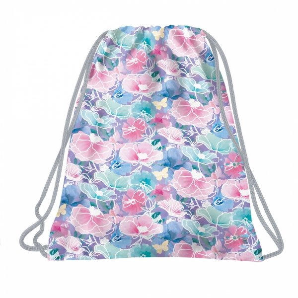 MODNY PLECAK w KWIATY BACKUP SZKOLNY MŁODZIEŻOWY PASTELOWY KOMPLET 5w1