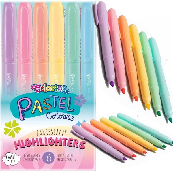 Zakreślacze Pastelowe 6 Kolorów Colorino Markery Patio [84965PTR]