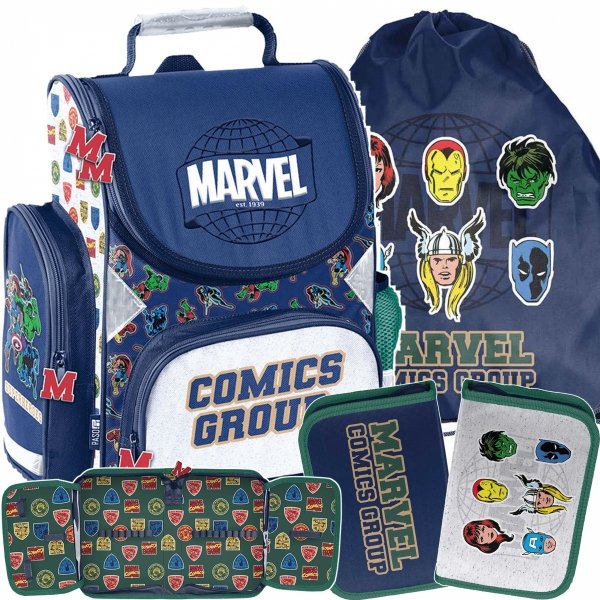 TORNISTER MARVEL COMICS SZKOLNY DLA CHŁOPAKA AVENGERS ZESTAW 3 ele. PASO