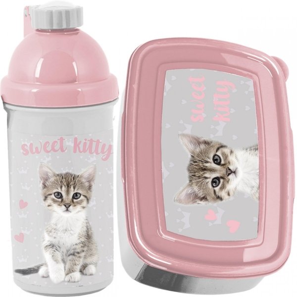 Dziewczęcy z Kotki komplet Bidon Śniadaniówka Kot [PP23KC-3021]