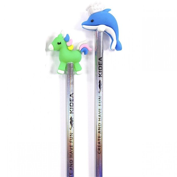 Ołówki HB z Figurkami Delfin Konik Kidea 2 szt Zestaw Derform [OF2KA]