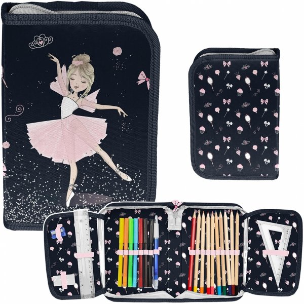 TANCERKA Piórnik Szkolny Dziecięcy z Wyposażeniem dla Uczennic Podstawówki BALERINA