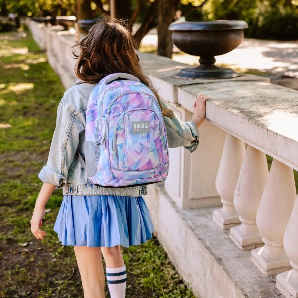 PLECAK BACKUP REFLEKSY SZKOLNY MŁODZIEŻOWY DLA DZIEWCZYNY ZESTAW 5w1