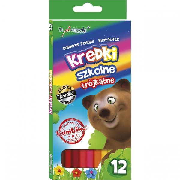 Kredki Bambino Szkolne Trójkątne 12 Kolorów Ołówkowe [002038]