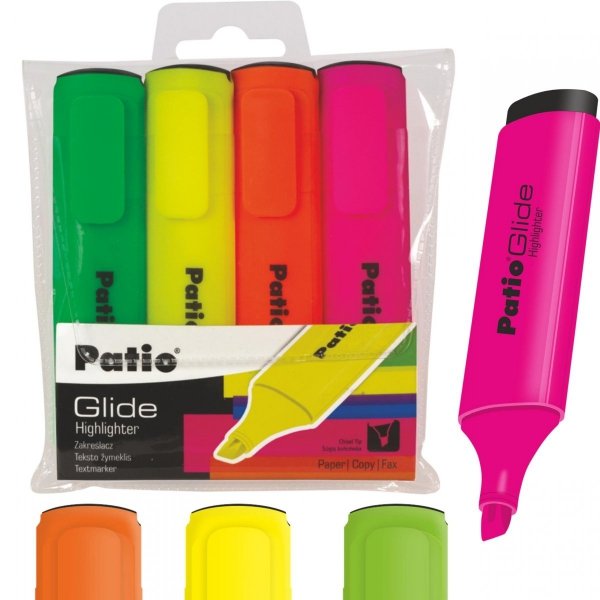 Zakreślacze 4 Kolory Patio w Etui Markery Pisaki Patio [58926PTR]