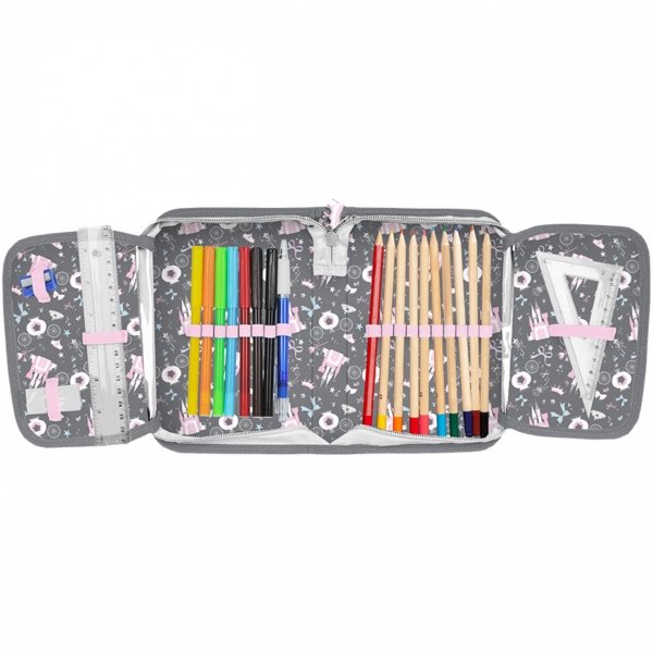 Dziewczęcy Piórnik Szkolny Wyposażony BALETNICA dla Uczennic Podstawówki BALERINA