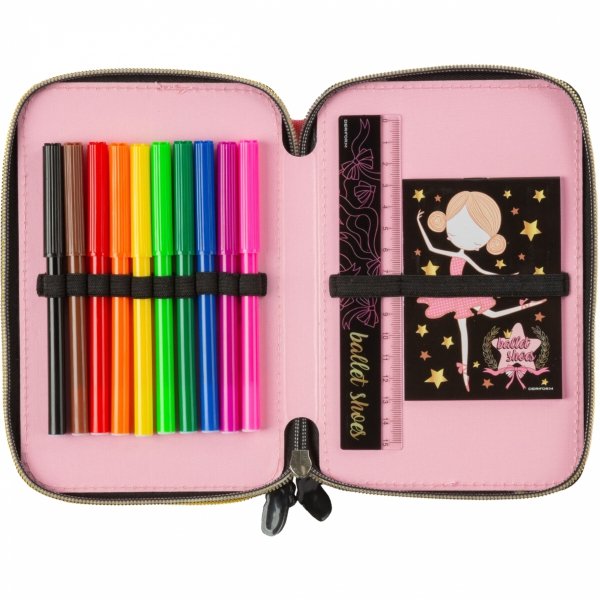 PIÓRNIK SZKOLNY 2-KOM Z WYPOSAŻENIEM BALETNICA BALERINA DZIEWCZĘCY 