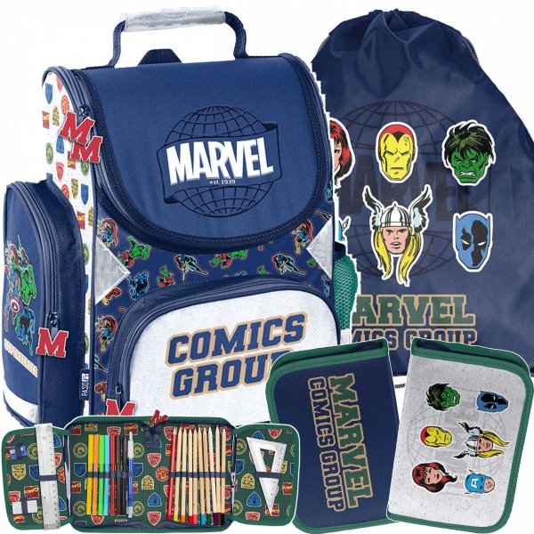 TORNISTER MARVEL COMICS SZKOLNY DLA CHŁOPAKÓW AVENGERS KOMPLET 3 ele