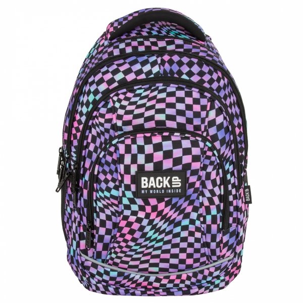 KOMPLET 3el PLECAK BACKUP SZKOLNY MŁODZIEŻOWY DZIEWCZĘCY SZACHOWNICA CRAZY