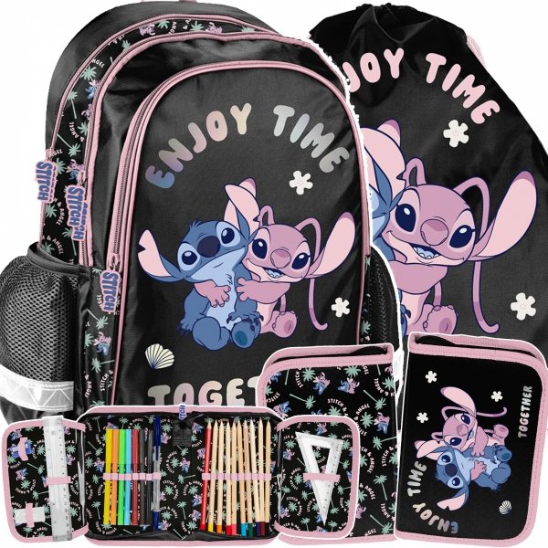 STICH PLECAK SZKOLNY DZIEWCZĘCY DO PODSTAWÓWKI STITCH i LILO ZESTAW 3w1