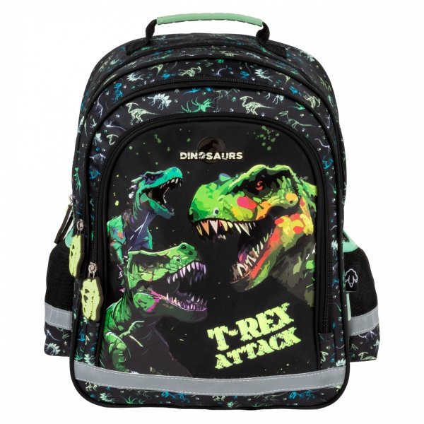 PLECAK DINOZAURY SZKOLNY DO 1 KLASY KOMPLET 5ele TORNISTER TYRANOZAUR T-REX