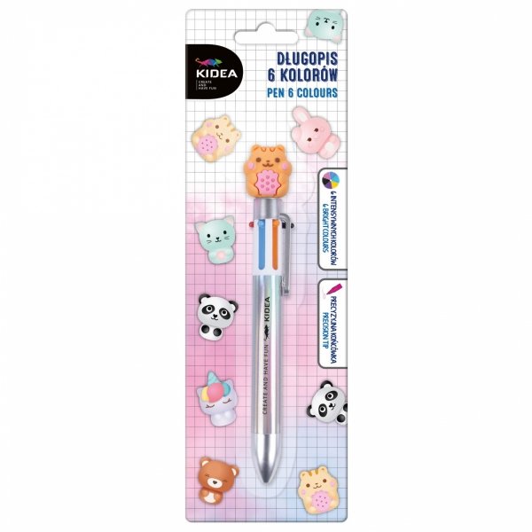 Długopis Jeż Wielokolorowy 6 Kolorów Kidea Automatyczny z Figurką [DFA6KA]
