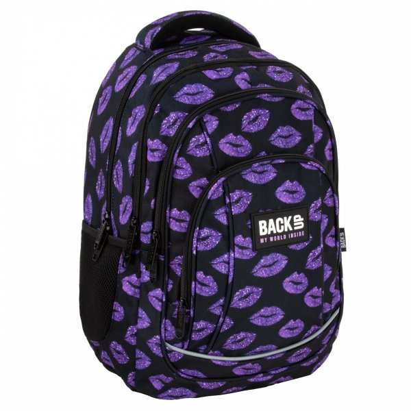 BACKUP PLECAK SZKOLNY MŁODZIEŻOWY DZIEWCZĘCY GLITTER KISS ZESTAW 5 ele