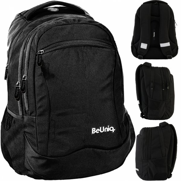 CZARNY PLECAK DLA MŁODZIEŻY SZKOLNY PASO BEUNIQ 4 KOMORY