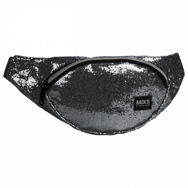 Saszetka na Pas Nerka Torebka Biodrówka Dziewczęca Szara Cekinowa