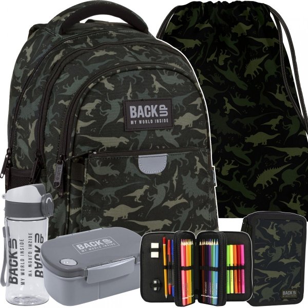 Chłopięcy Plecak Szkolny Backup z Dinozaurami 5w1 [PLB4P113]