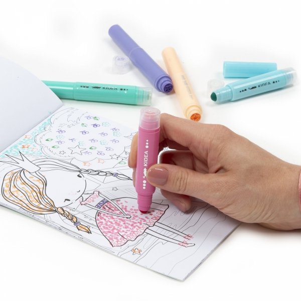 Flamastry do Malowania Kropkami ze Stempelkami i Kolorowanka Wróżki Kidea Zestaw [ZFMKSKWKA]