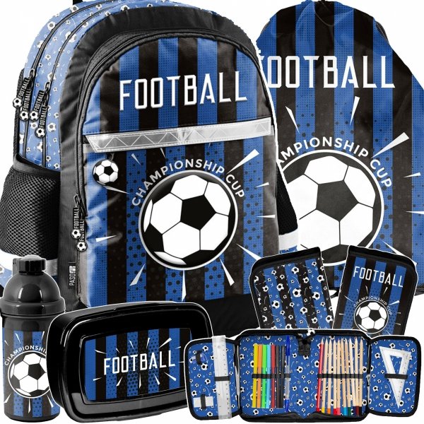 PLECAK SZKOLNY PIŁKA NOŻNA ZESTAW 5ele DO PODSTAWÓWKI DLA CHŁOPAKA FOOTBALL
