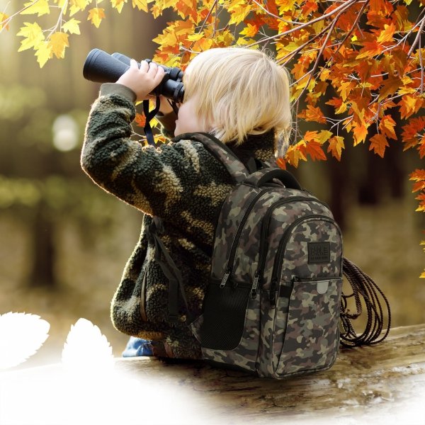 MORO KOMPLET 5w1 SZKOLNY PLECAK MŁODZIEŻOWY BACKUP KAMUFLAŻ WOJSKOWY