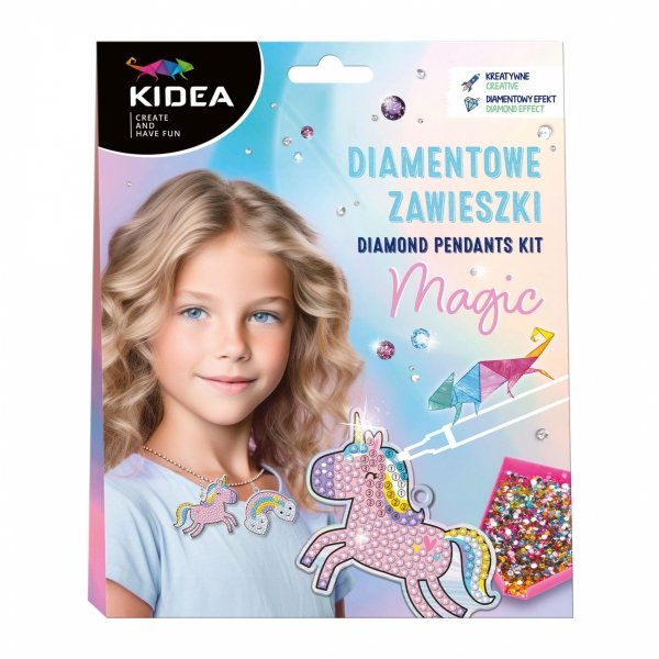 ZESTAW KREATYWNY STWÓRZ DIAMENTOWE ZAWIESZKI UNICORN DLA DZIEWCZYNKI KIDEA