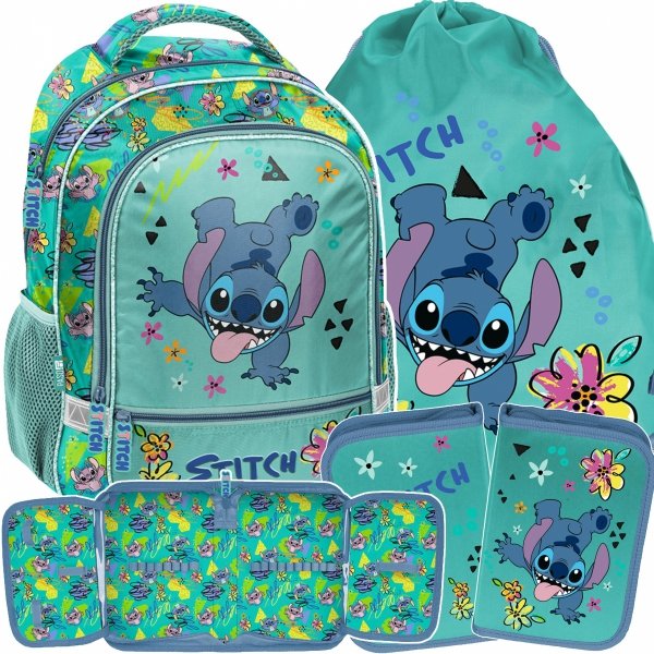 ZESTAW 3el STITCH PLECAK SZKOLNY DO 1 KLASY DLA DZIEWCZYNY LILO i STICH