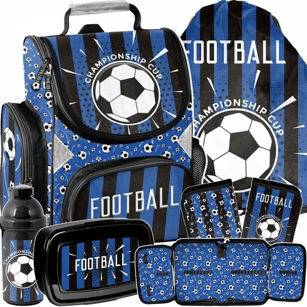 TORNISTER ZESTAW 5w1 PIŁKARSKI SZKOLNY DLA CHŁOPAKA DO 1 KLASY PIŁKA NOŻNA